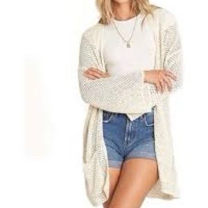 Billabong boho oversized cream cardigan w/ pockets